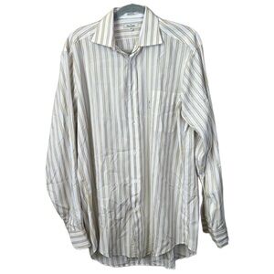 Faconnable Striped Blue And Yellow Dress Shirt Size 16L